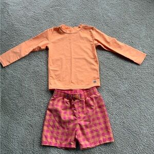 Rugged Butts Orange/Pink Check Swim Set